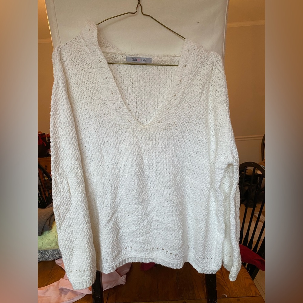 White sweater with hood